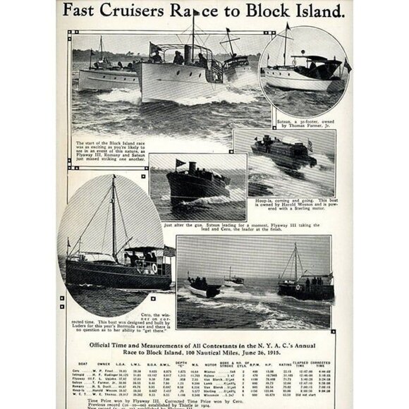 1915 Print Ad Fast Cruisers Block Island Race Great Photos Of Boats Final Times! - Picture 2 of 3
